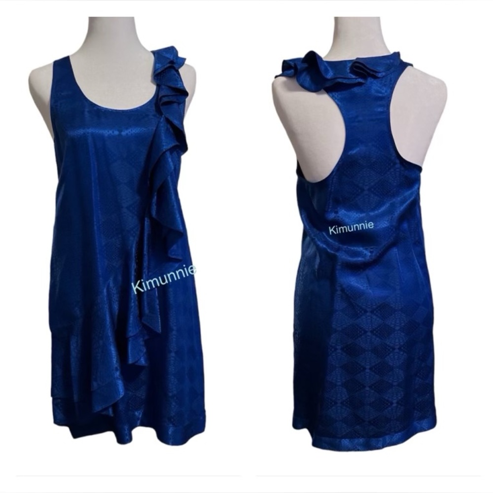 Vintage Cache Silk Ruffle Snakeskin Print Dress